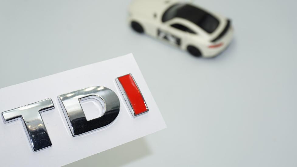 DK Tuning TDİ Bagaj 1 Kırmızı Krom Metal Yazı Logo Volkswagen İle Uyumlu