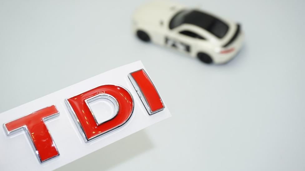DK Tuning TDİ Bagaj 3 Kırmızı Krom Metal Yazı Logo Volkswagen İle Uyumlu