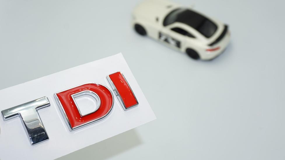 DK Tuning TDİ Bagaj 2 Kırmızı Krom Metal Yazı Logo Volkswagen İle Uyumlu
