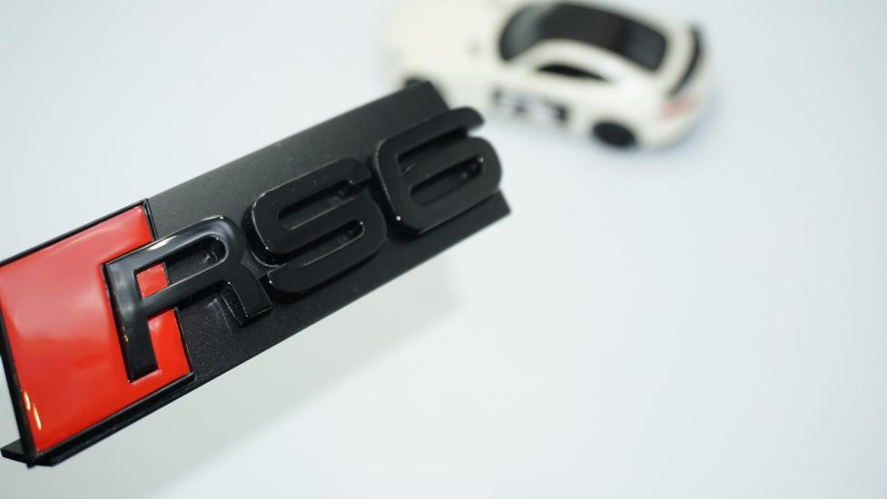 DK Tuning RS6 Siyah Kırmızı 3D Ön Panjur Logo Audi İle Uyumlu