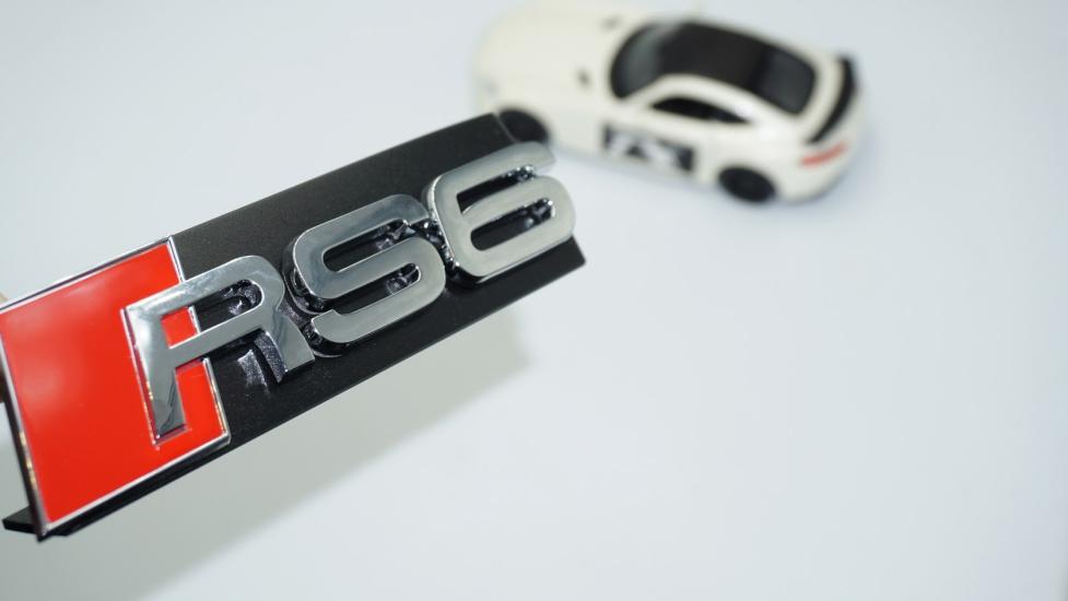 DK Tuning RS6 Gümüş Kırmızı 3D Ön Panjur Logo Audi İle Uyumlu
