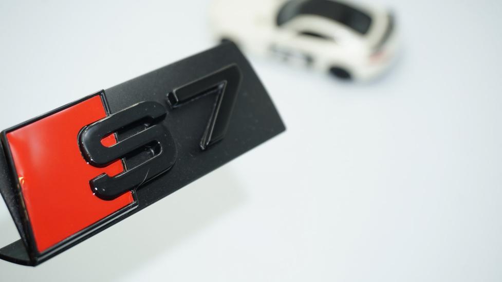 DK Tuning S7 Siyah Kırmızı 3D Ön Panjur Logo Audi İle Uyumlu