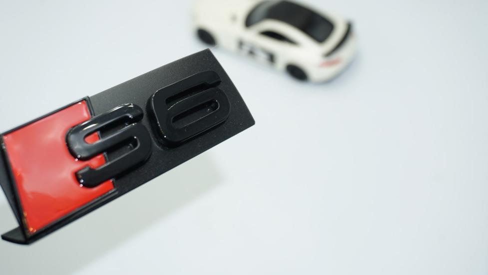 DK Tuning S6 Siyah Kırmızı 3D Ön Panjur Logo Audi İle Uyumlu