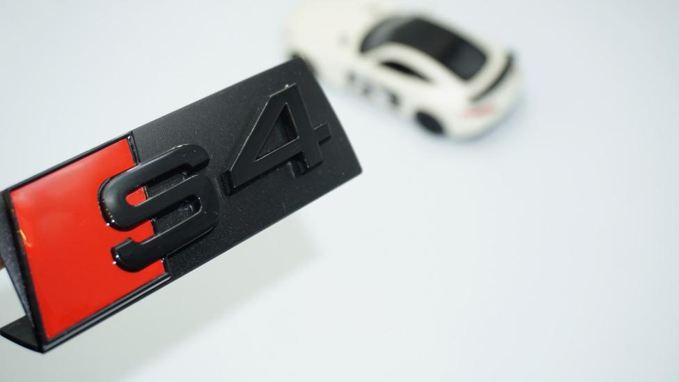 DK Tuning S4 Siyah Kırmızı 3D Ön Panjur Logo Audi İle Uyumlu
