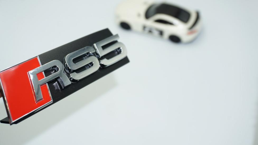 DK Tuning RS5 Gümüş Kırmızı 3D Ön Panjur Logo Audi İle Uyumlu