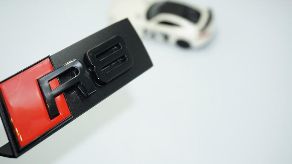 DK Tuning R8 Siyah Kırmızı 3D Ön Panjur Logo Audi İle Uyumlu