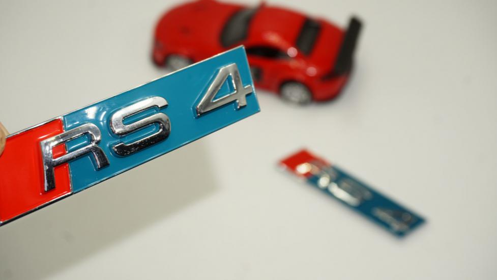 Audi RS4 Yeni Nesil Turkuaz 3M 3D Ön Panjur Ve Bagaj Logo Seti Orjinal ürün